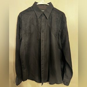 J. Campbell Los Angeles Men's Black  Button Down Up Embroidered‎ Shirt Medium